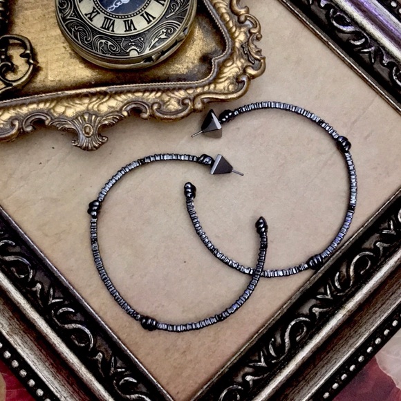 ALEXIS BITTAR • Gunmetal Black Crystal Knot Hoop Earrings - Picture 4 of 4